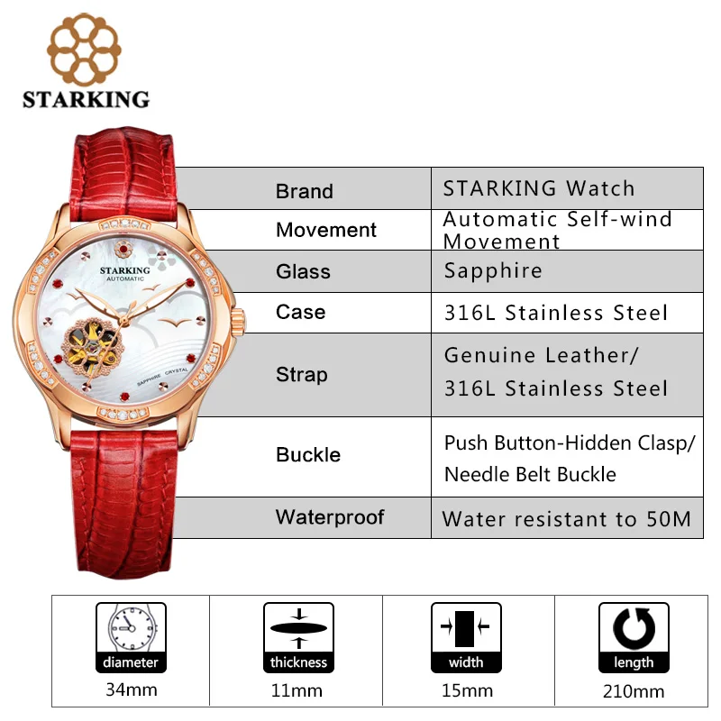 Часы STARKING женские механические с кристаллами и стразами|wristwatch brand|wristwatches