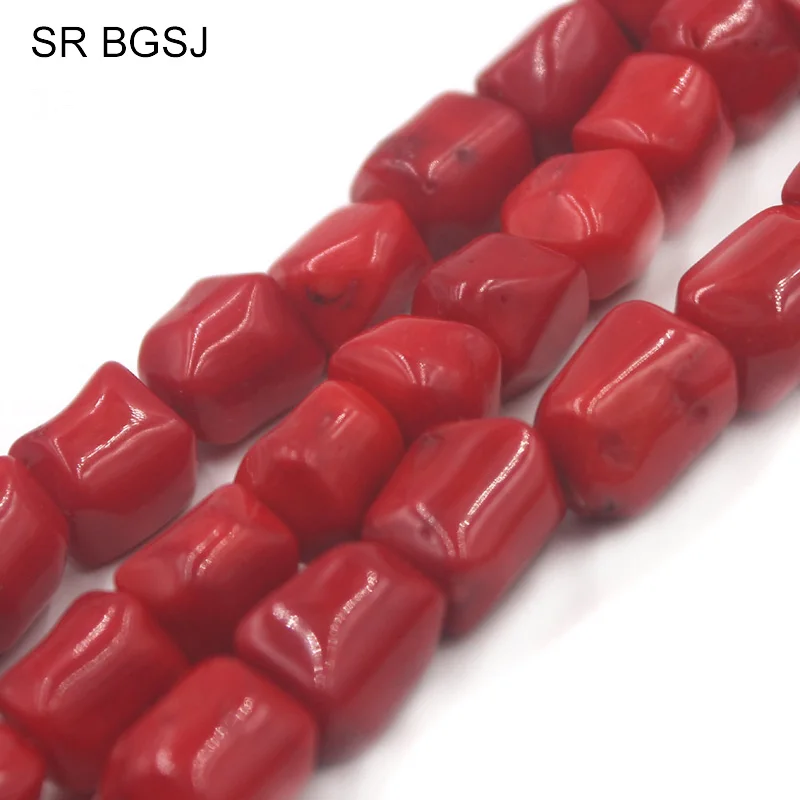 

Free Shipping 10x12mm 12x14mm Column Real Genuine Natural Red Coral Spacer Beads Strand 15"