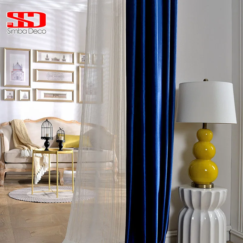 Apagón sólido terciopelo Cortinas para sala moderna púrpura persianas lujo brillante Cortinas de tela Cortinas pantalla