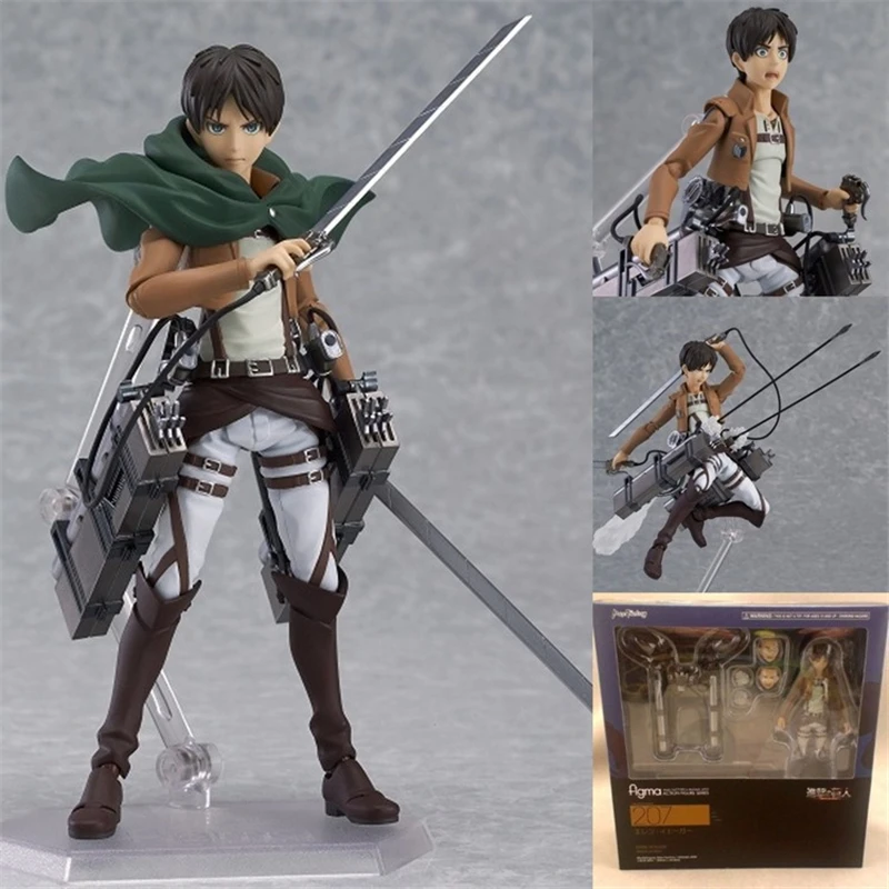 Аниме атака на фигурка Титан Figma 207 Eren Jaeger ПВХ Фигурки Коллекция Juguetes модель детские игрушки куклы 15 см