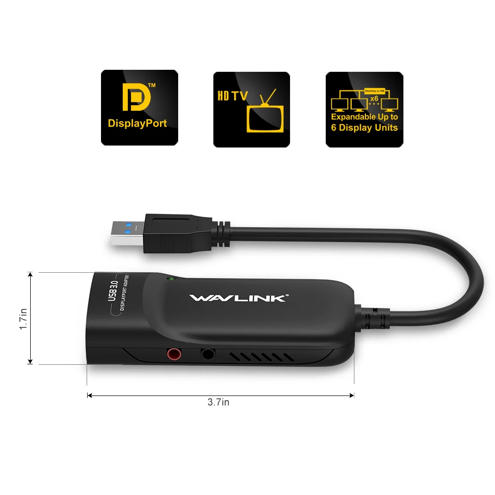 Wavlink USB 3 0 к DisplayPort аудио 4 K Full UHD Внешний видео адаптер графический для нескольких