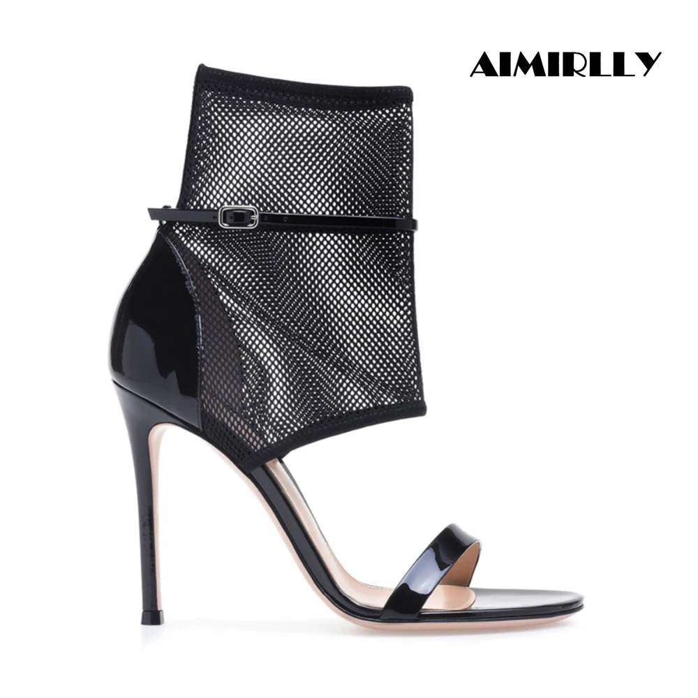 black booties open toe high heels