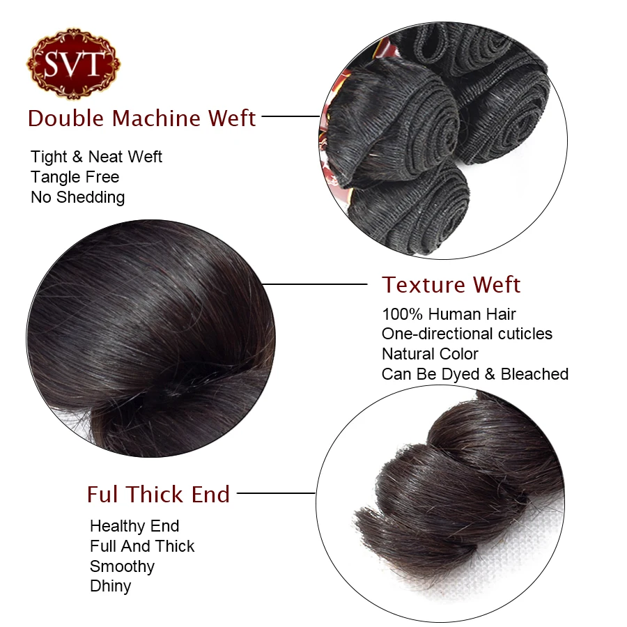 SVT Hair 8-26" Middle Ratio Loose Wave Bundles Can Buy 3/4 Bundles Malaysian Hair Weave Non-Remy Human