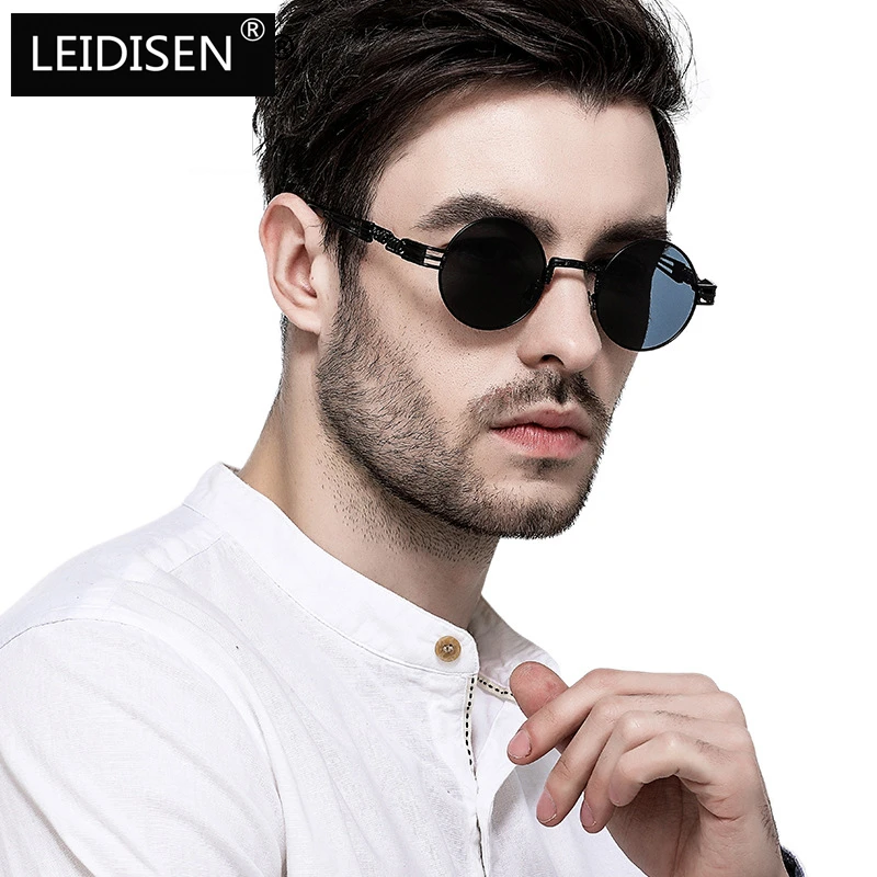 

LEIDISEN 2019 Polarized Sunglasses UV400 Metal New Pattern Classic Retro Brand Designer Vintage Punk Sun Glasses 2680