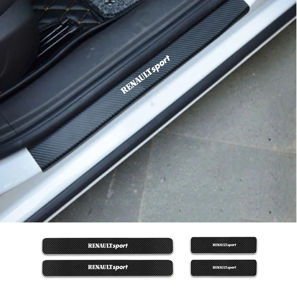 

4PCS Car Stickers Universal Sill Scuff Anti Scratch Carbon Fiber Auto Door Sticker Decals for renault sport All the models