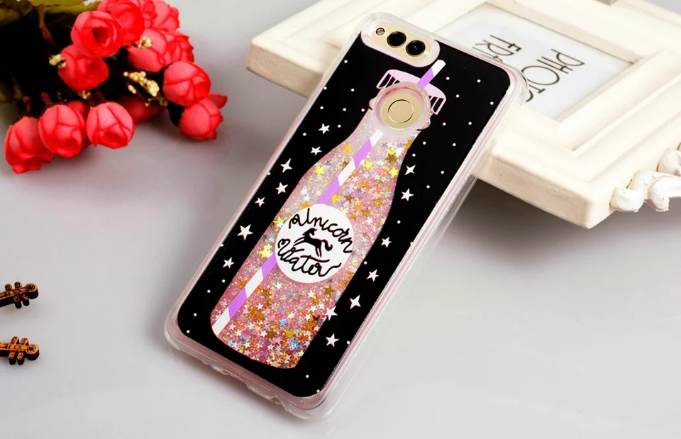 Glitter Cases for Huawei Honor 7X Case Liquid Luxury Honor7x Cover Girl Women Coque for Huwei Honor 7x 9 8 Lite Case 360 Armor (4)
