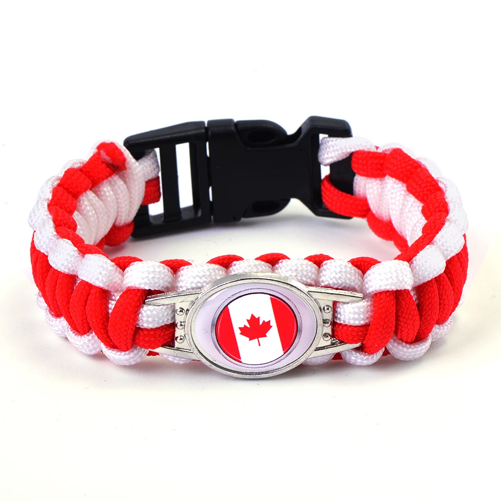 Canada Flag Charm Paracord Bracelet Survival Bracelet for Canada Team