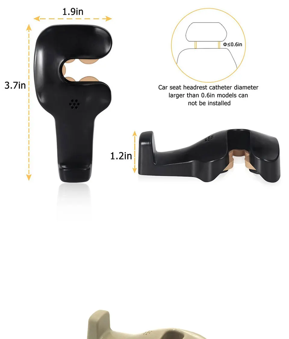 2pcs Car Seat Seat Headrest Hanger Hooks for Hanging Cloth Bags Universal Auto Organizer Car Back Seat Mount Hook Holder Clips (8)