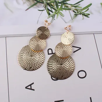 JIOFREE Long gold Clip on Earrings For Women Vintage Earrings Without Piercing for Girls Kid Party Ear Clip