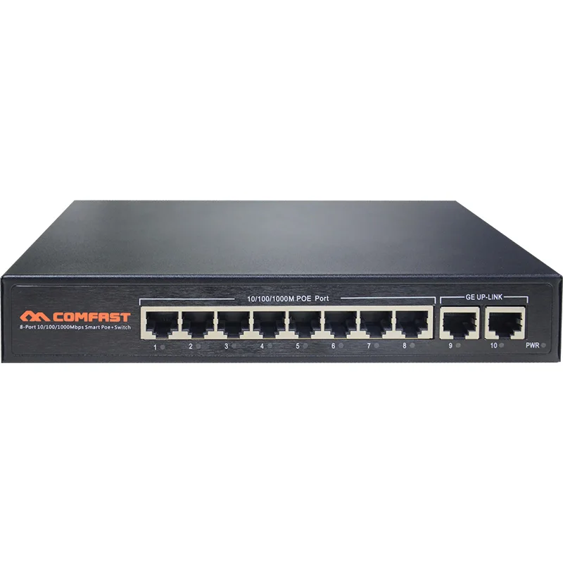 Comfast 10 Port 10/100/1000Mbps RJ45 Gigabit Enterprise Level POE Switch 802.af/at Automatic Detection Power over Ethernet POE