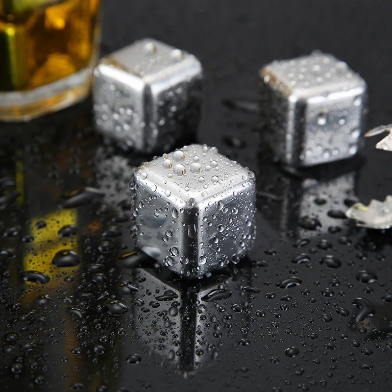 

4/6/8pcs Set Metal Whiskey Stones Stainless Steel Ice Cubes Beer Cooler Wine Chiller Drinks Beverages Reusable Ice Cubes Barware