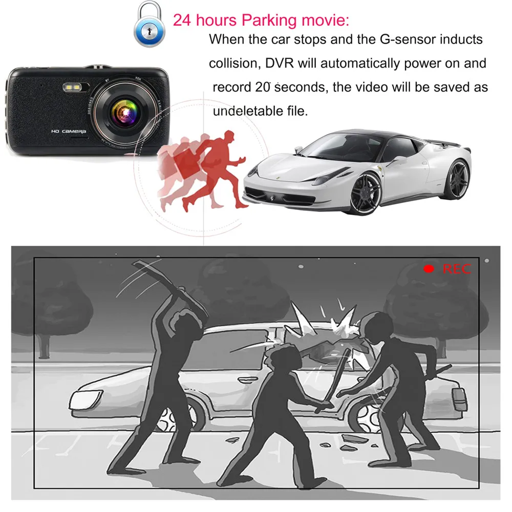 Автомобильный видеорегистратор Accfly 4 0 дюйма Full HD 1296P IPS экран WDR|dash cam camera|dual lensvideo
