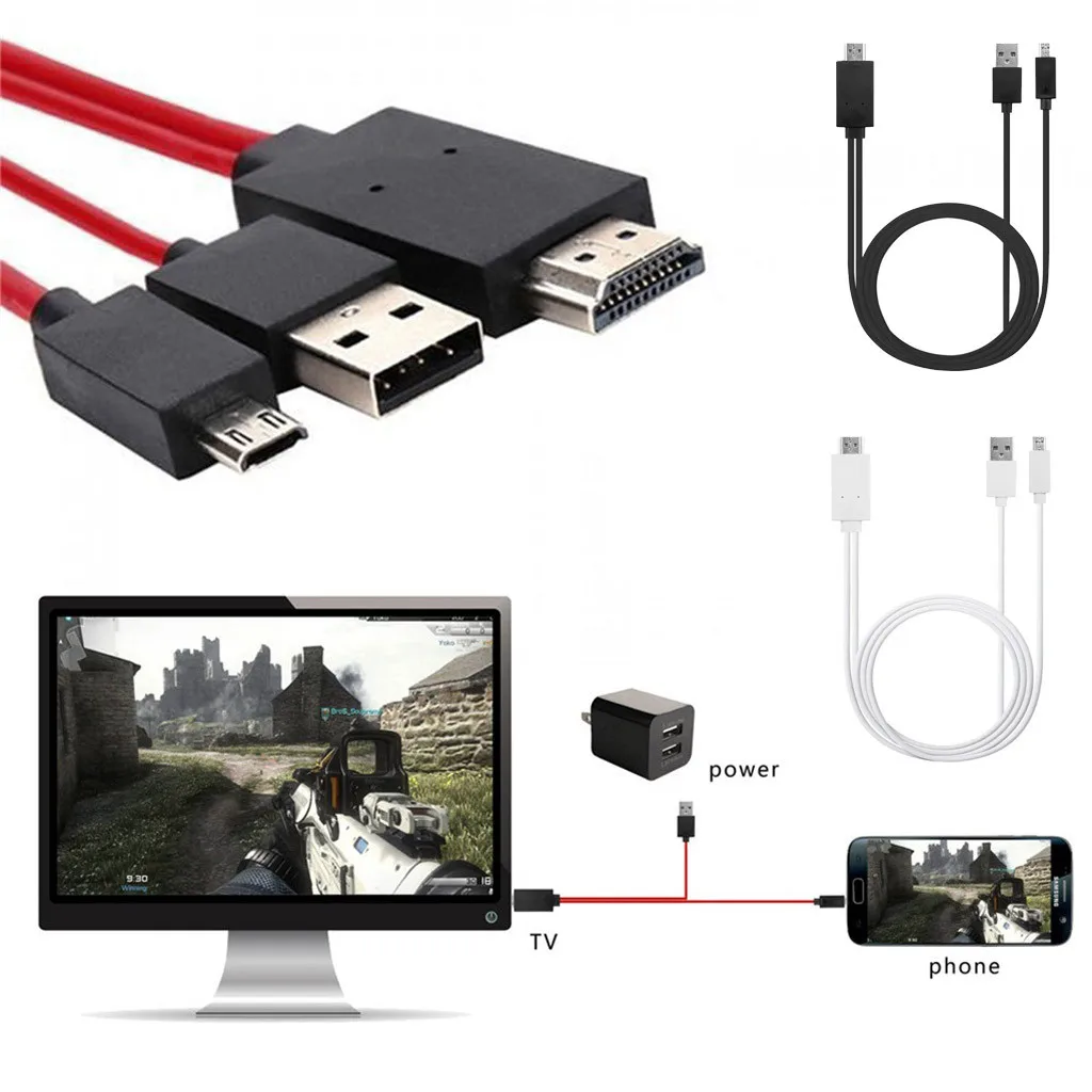 1,8 м 4 к USB C эффектом приближения C зарядкой Micro-USB кабель HDMI HD ТВ адаптеру HDMI/VGA/AV для samsung S5/S4/S3S/NOTE 3 Черные, белые, красные