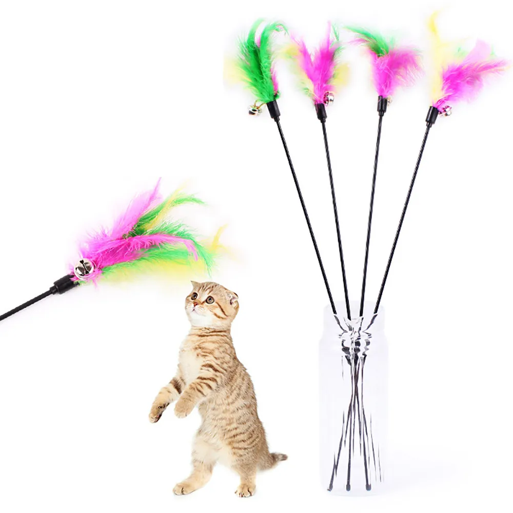 

Toys For Cats Scratching Post Cats Supplies Funny Cat Stick Feather Plush Catnip Toy Interactive Feather