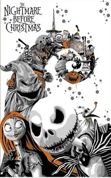 

5D Diy Diamond Painting Skull Jack Sally Cross Stitch Horror Halloween Needlework Home Decorative Full Square Diamond Embroidery
