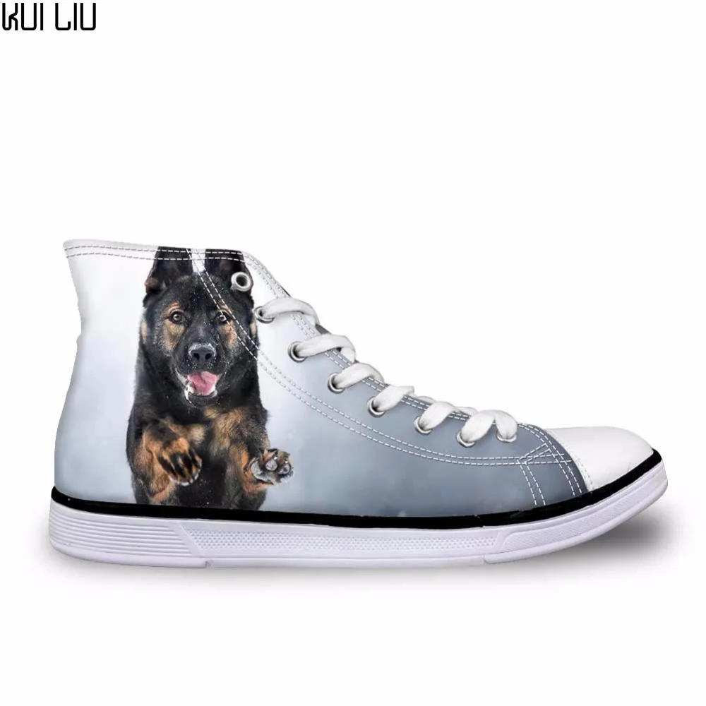 3D Animal Trotting German Shepherd dogs Printed Women High Top Canvas
