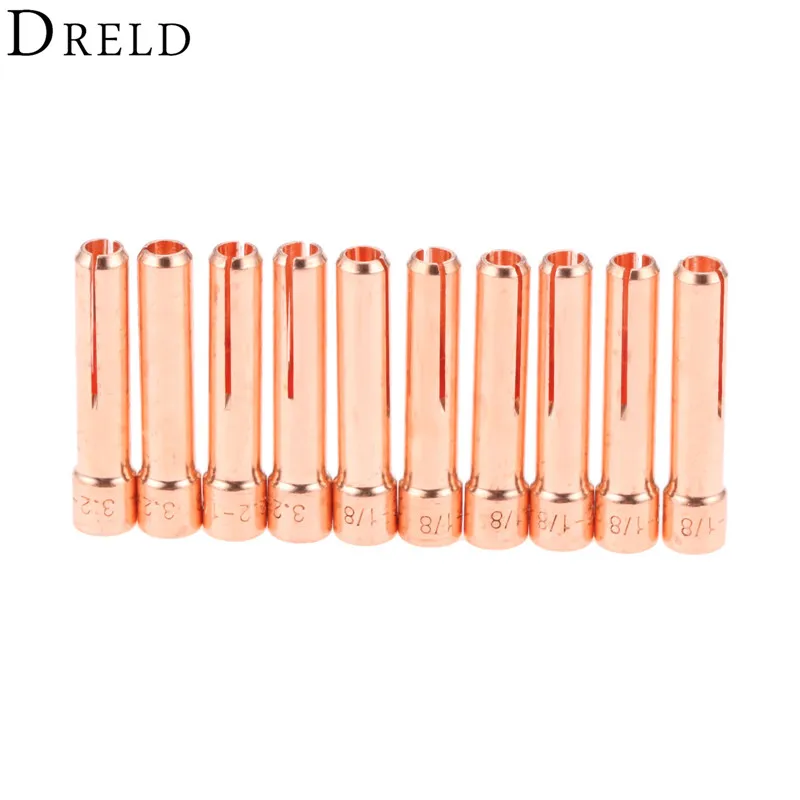DRELD 10 шт. 1/8 &quot3 2 мм 10N25S короткие цанговые наконечники для PTA DB SR WP 17 18 26 TIG сварочный