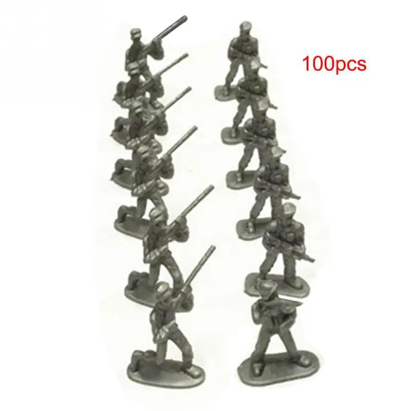 100Pcs/Set Military Plastic Toy Soldiers Army Men Figures 12 Poses Random Color 
