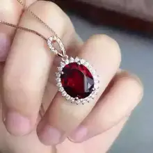 Натуральный красный гранат кулон S925 Серебряный натуральный драгоценный камень кулон Цепочки и ожерелья модный элегантный круглый носок женские вечерние ювелирные украшения