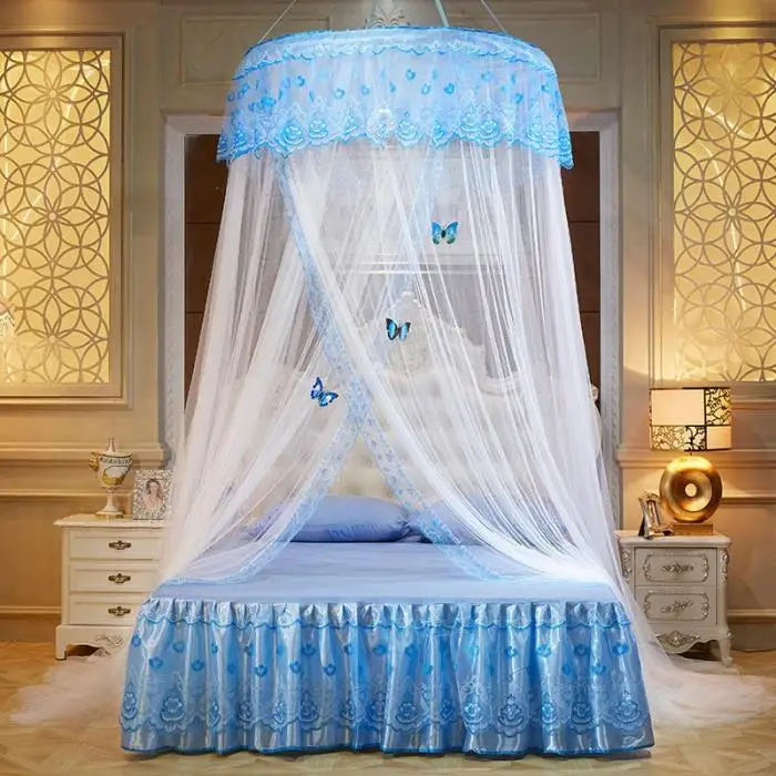 Новая Домашняя наклейка принцесса кровать сетки круглый Кружевной занавес Купол Принцесса Королева Кровать Навес сетки москитные сетки