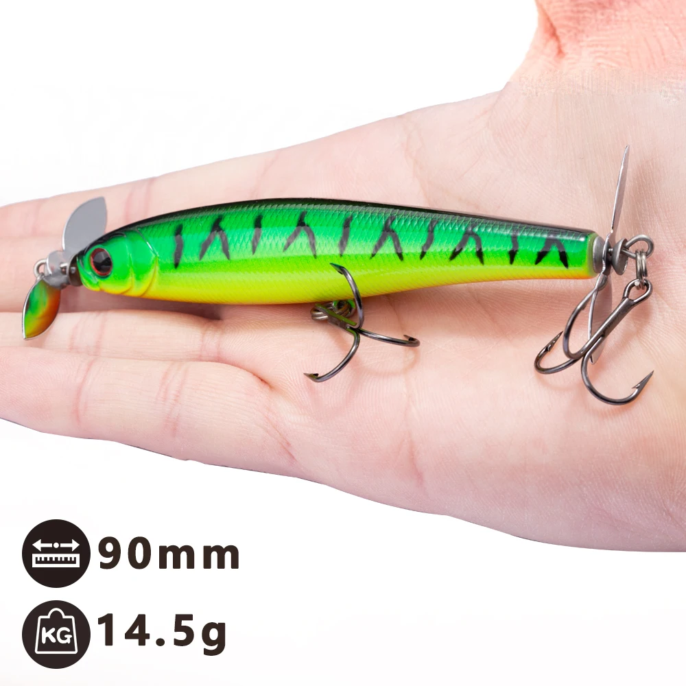 new fishing lures prop pencil bait stainless prop bass lure fishing wobblers floating artificiali pesca mare 90mm 14.5g