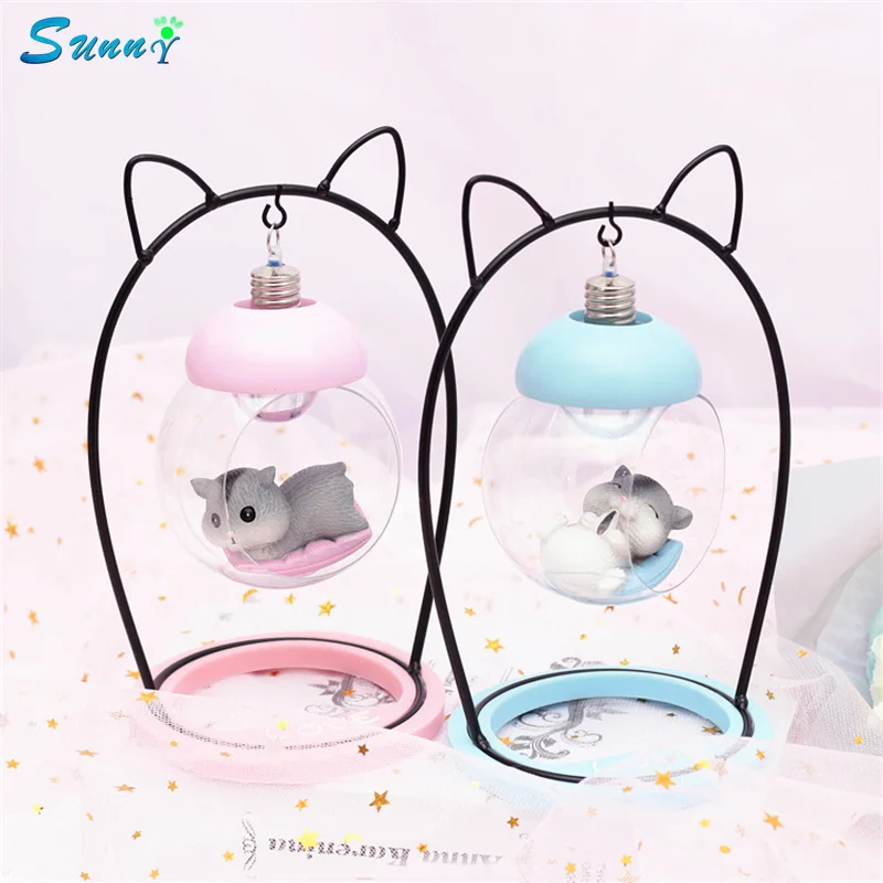 

Animal Hamster Dummy Cradle Nights Light Lovely Birthday Gift Resin Decoration Led Night Lamp Kids Children Room Deco Table Lamp