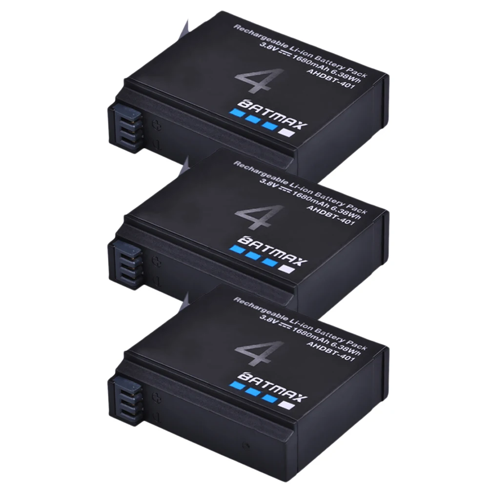 3Pcs 3.7V 1680mAh Gopro Hero 4 battery hero4 Battery akku for Gopro ...