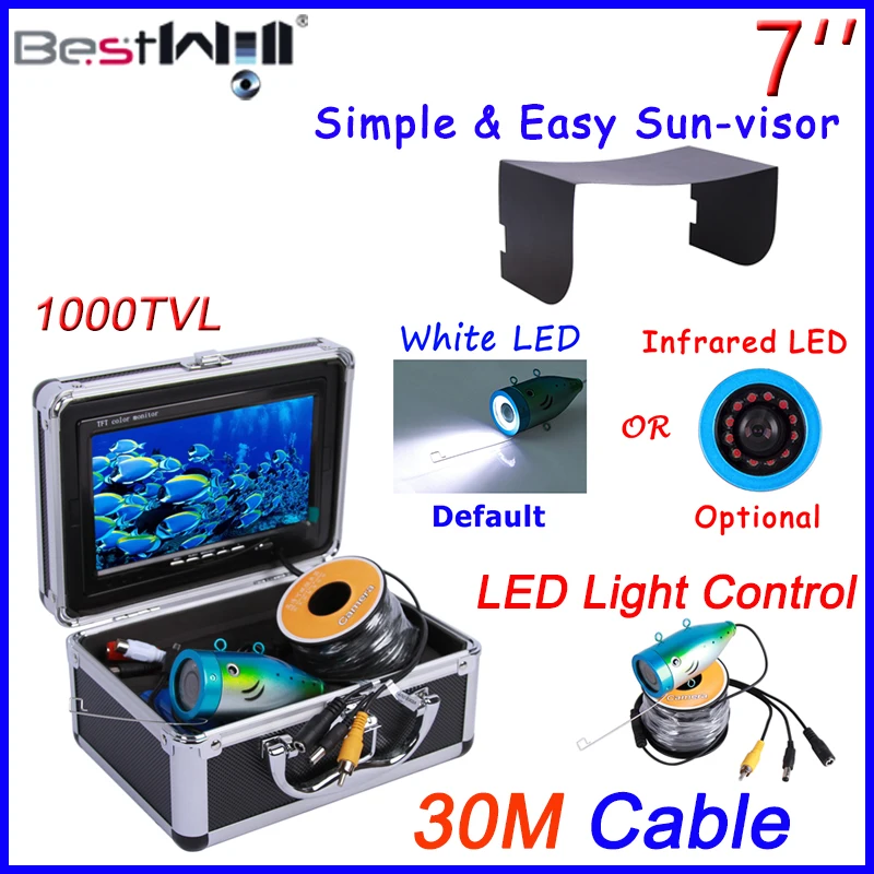 FREE Shipping 1000TVL Underwater Fishing Camera Video Fish Finder Ice Fishing Camera CR110-7L with 30M cable & LED light control