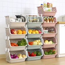  Stackable Storage Basket Plastic Toy Storage Baskets Kitchen Snacks Vegetable Basket Bathroom Shelves 