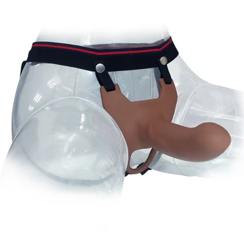 Big Size Silicone Strap on Dildo for Men Realistic Penis Extender Enlarger Male Hollow Strapon Dildo+Bullet Vibrator Sex Product 4