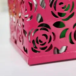 PPYY новый держатель ручки металлические полые розы, Цветы Узор квадратный розовый красный