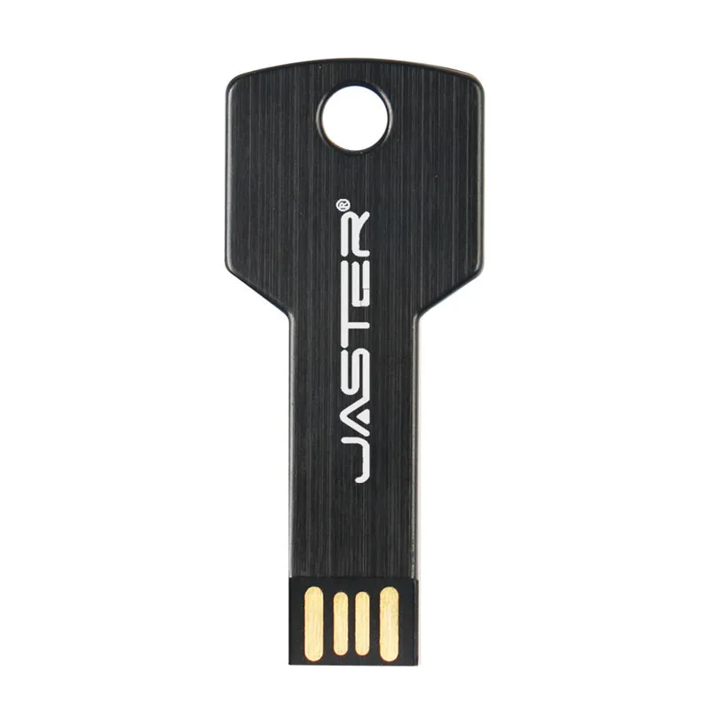 JASTER Металлический Ключ форма USB флэш-накопитель карта памяти брелок Флешка 4 ГБ 8 ГБ 16 ГБ 32 ГБ 64 ГБ U диск подарок(более 10 шт. бесплатный логотип - Цвет: Black