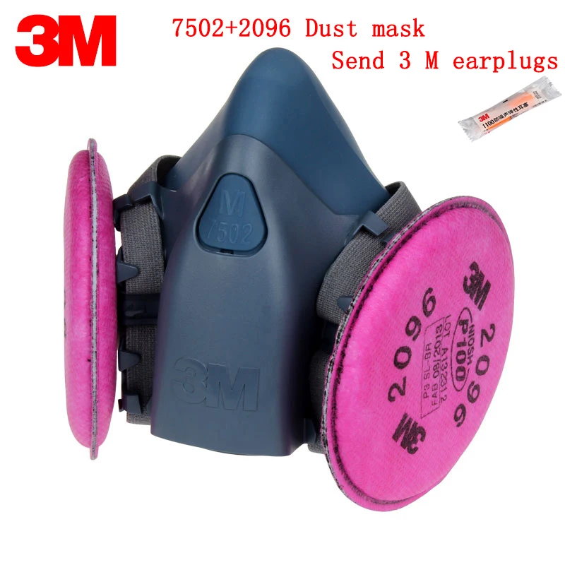 

3M 7502+2096 respirator dust mask Genuine security 3M respirator mask against Acid gas dust welding particulates filter mask