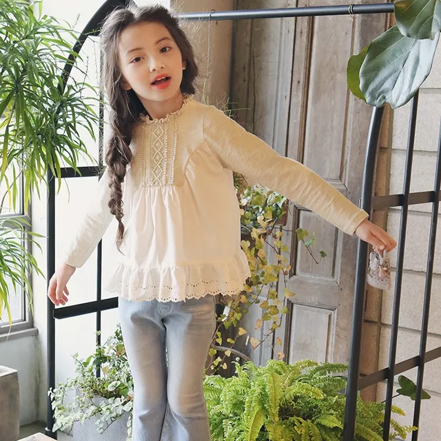 AiLe Rabbit 2018 Girls New Baby Shirts Spring Princess Double Blouses Baby Dress  Girl Child Pure Cotton Fashion Joker Dolls.