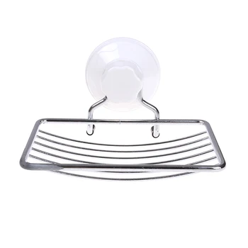 

1pcs Stainless Steel Soap Dishes Soap Tray Holder Storage Soap Rack Plate Bathroom Accessories Suction Cup Soap Case Home Decor