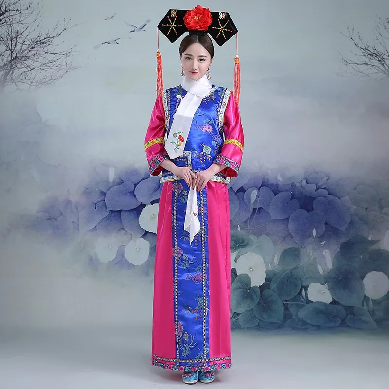 Hot Sale 5 colors new Embroidery girl Qing Dynasty Princess Costume women's ancient court dress for cosplay stage performance