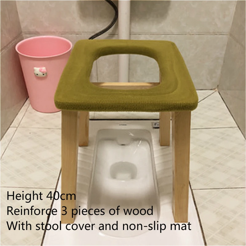 Wooden Household Potty Chair Simple Moveable Old People and Pregnant Woman Commode Chair Strengthening Non-slip Potty Stool - Цвет: B1