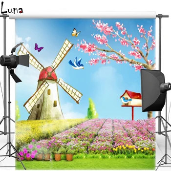 

MEHOFOTO New Fabric Polyester Photography Background For Children Windmill Vinyl Background For Wedding Photo Studio 490