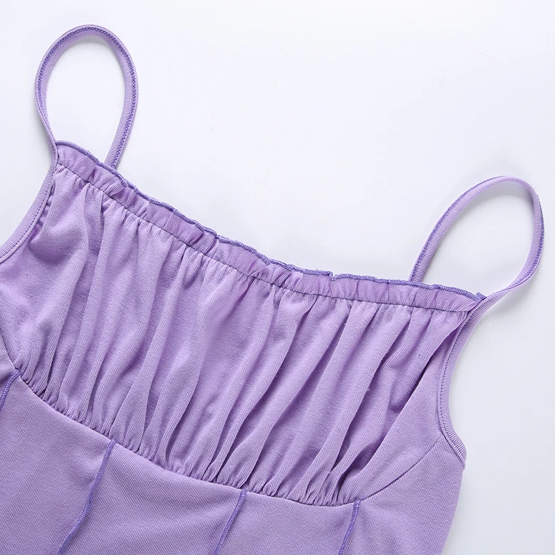 Sexy Crop Top Female Purple Cami Summer Sleeveless Tops Backless Spaghetti Strap Woman Festival Black Cute Cropped Clothes