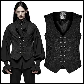 

PUNK RAVE Men Gorgeous Gothic Retro Waistcoat Fashion Steampunk Metal Buckle Palace Vest Victorian Men's Jacquard Vest Waistcoat