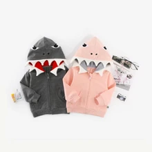 Одежда для маленьких мальчиков и девочек в стиле унисекс Лидер продаж, Bebe, свитеры с капюшоном в европейском и американском стиле свитеры для детей возрастом от 1 года до 3 лет толстовки с капюшоном в виде акулы розового и серого цветов