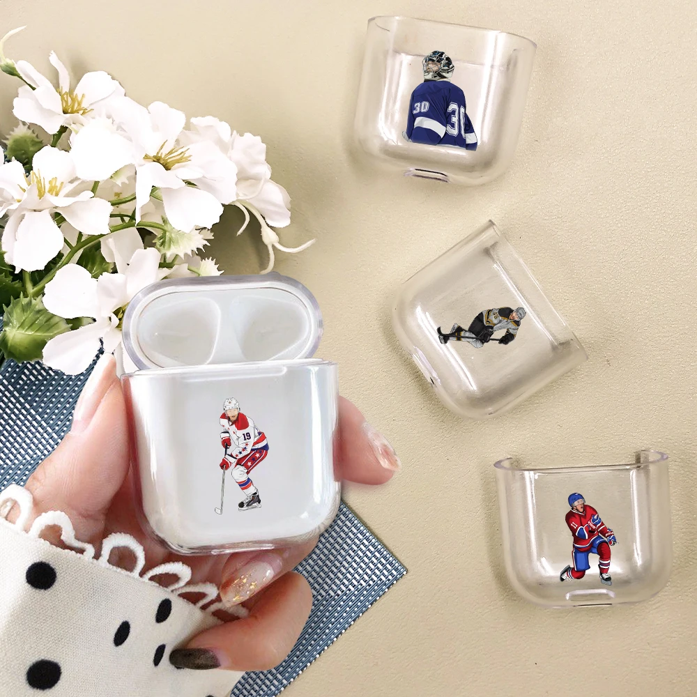 

For Airpods case airpods cover Hockey Player Protective protective Hard case Transparent Earphone case For iphone Headphone case
