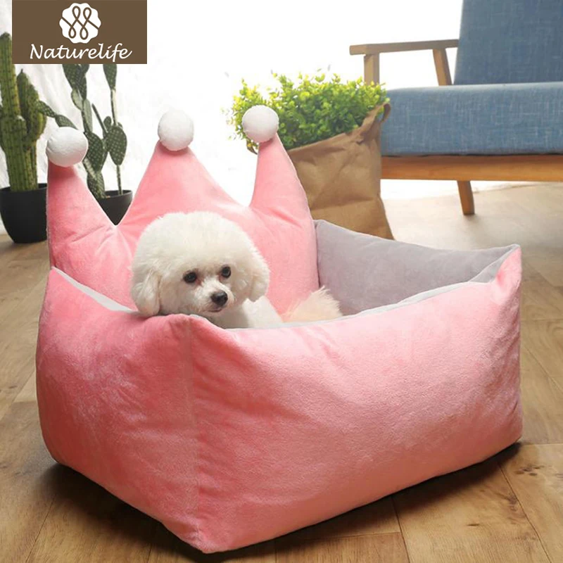 

Naturelife Winter Thickened Warm Dog Bed Removable Nonslip Crown Pet Bed Puppy Pink Deep Sleeping Dog Mat Support Dropshipping