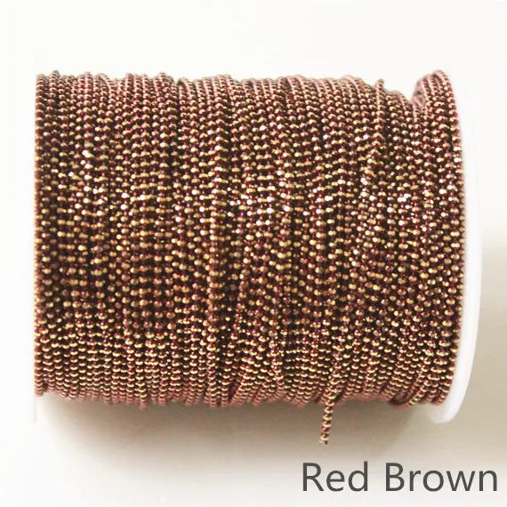 1 рулон шариковой мерцающей цепи на латуни, 21 цвет, 1,5 мм браслет ожерелье шар цепь, кисточка цепь, анти-тарнихи, высокое качество 100 ярдов