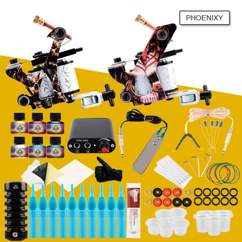 

Complete Tattoo Kit 8 Wrap Coils Tattoo Gun Machines 6Pcs Set Ink Grips Needles Tips Power Supply Beginner Tattoo Supplies