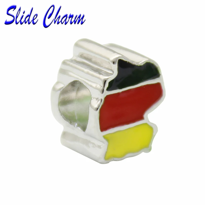 

Women Fashion DIY Heart-shaped Patriotic Proud To Be German Flag Country Of German Map Lucky Bead Fit Pandora bracelet necklace