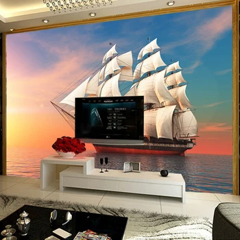 

Custom Any Size 3D Photo Wallpaper Sailing Sea Landscape Living Room TV Background Wall Mural Wallpapers For Home Decor Walls