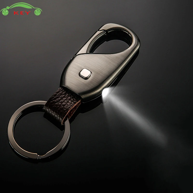 Upscale Car Keychain with LED Light Auto Men Keyring Key Holder for