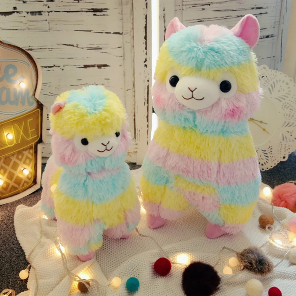

35/45cm Rainbow Alpaca Plush Toy Vicugna Pacos Japanese Soft Plush Alpacasso Sheep Llama Stuffed Toy kid girl Lovely Supple Gift