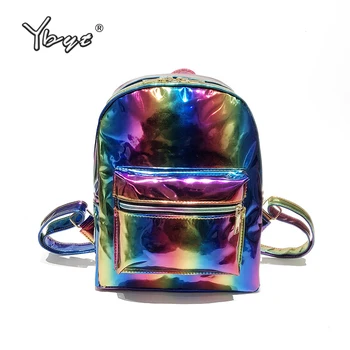 

Fashion Rainbow Hologram Laser Women Backpack Pink Waterproof Female Luxury Back pack Simple Casual student school Mini backpack